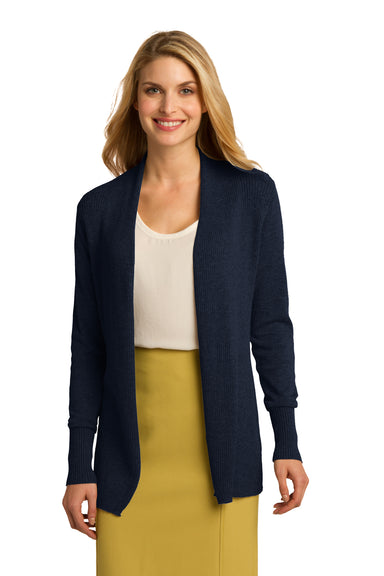 Port Authority LSW289 Womens Long Sleeve Cardigan Sweater Navy Blue Front