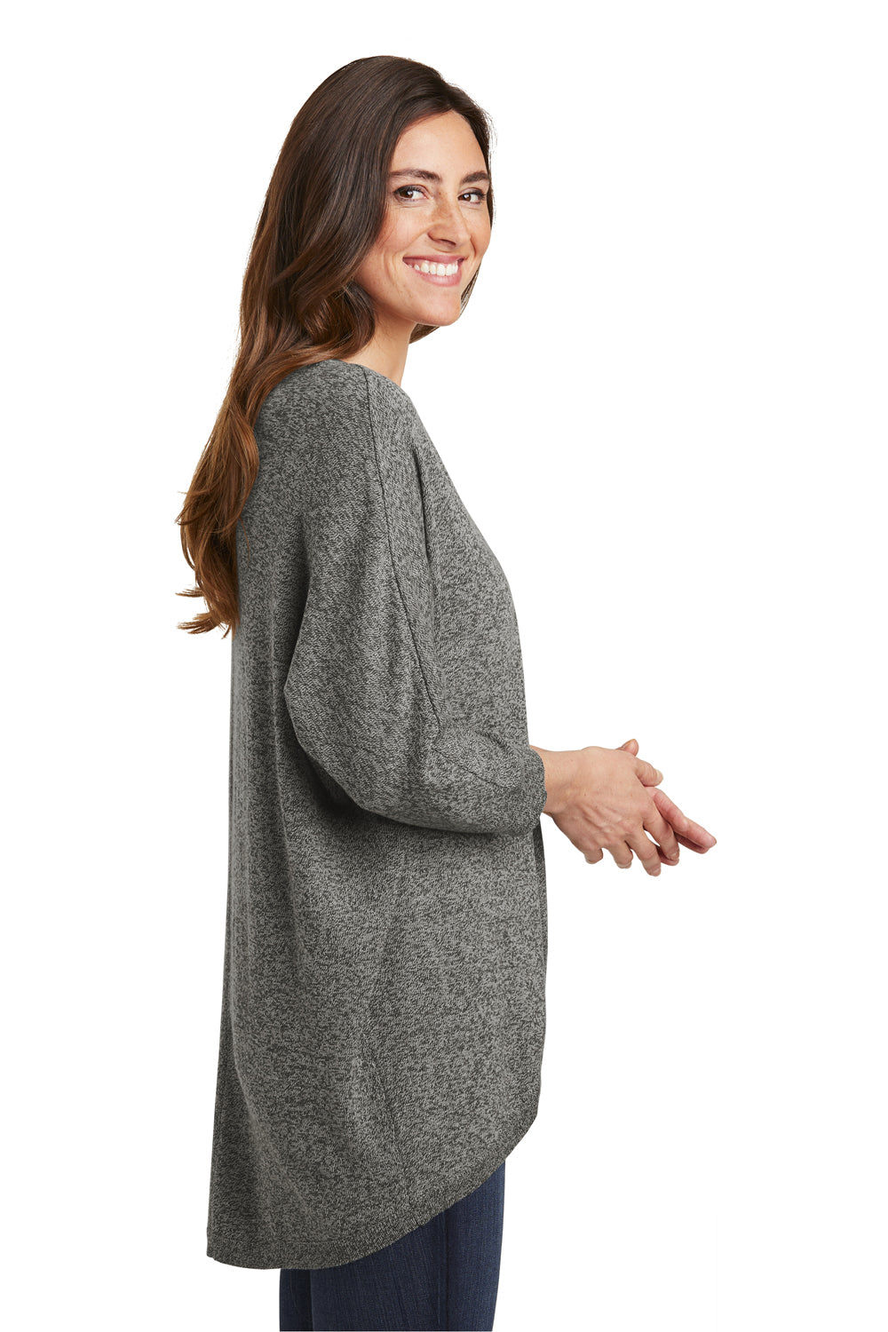 Port Authority LSW416 Womens Long Sleeve Cocoon Sweater Grey Side