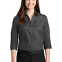 Port Authority Womens Carefree Stain Resistant 3/4 Sleeve Button Down Shirt - Graphite Grey