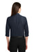 Port Authority LW102 Womens Carefree Stain Resistant 3/4 Sleeve Button Down Shirt Navy Blue Back