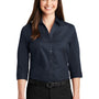 Port Authority Womens Carefree Stain Resistant 3/4 Sleeve Button Down Shirt - River Navy Blue