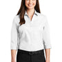 Port Authority Womens Carefree Stain Resistant 3/4 Sleeve Button Down Shirt - White