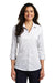 Port Authority LW643 Womens Easy Care Wrinkle Resistant 3/4 Sleeve Button Down Shirt White/Dark Grey Front