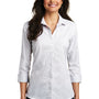 Port Authority Womens Easy Care Wrinkle Resistant 3/4 Sleeve Button Down Shirt - White/Dark Grey - Closeout