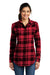 Port Authority LW668 Womens Flannel Long Sleeve Button Down Shirt Red/Black Front