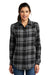 Port Authority LW668 Womens Flannel Long Sleeve Button Down Shirt Grey/Black Front