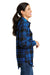 Port Authority LW668 Womens Flannel Long Sleeve Button Down Shirt Royal Blue/Black Side