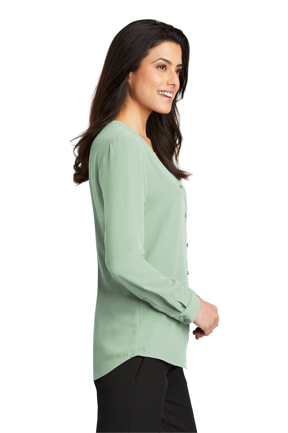 Port Authority LW700 Womens Long Sleeve Button Down Shirt Sage Green Side