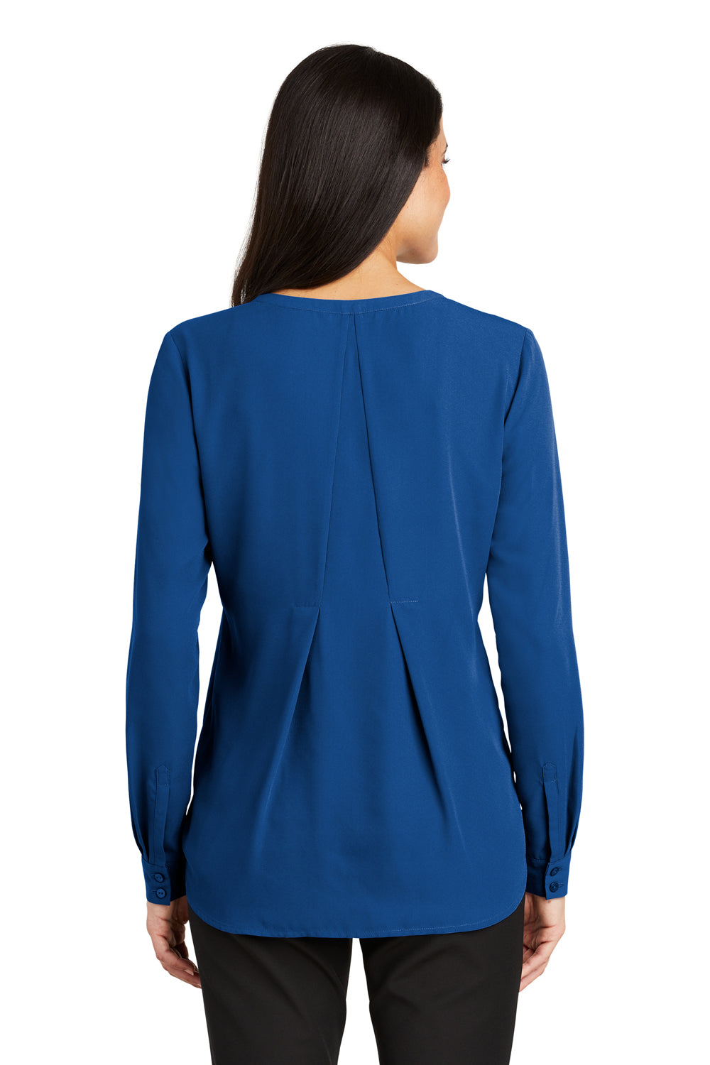 Port Authority LW700 Womens Long Sleeve Button Down Shirt Blue Back