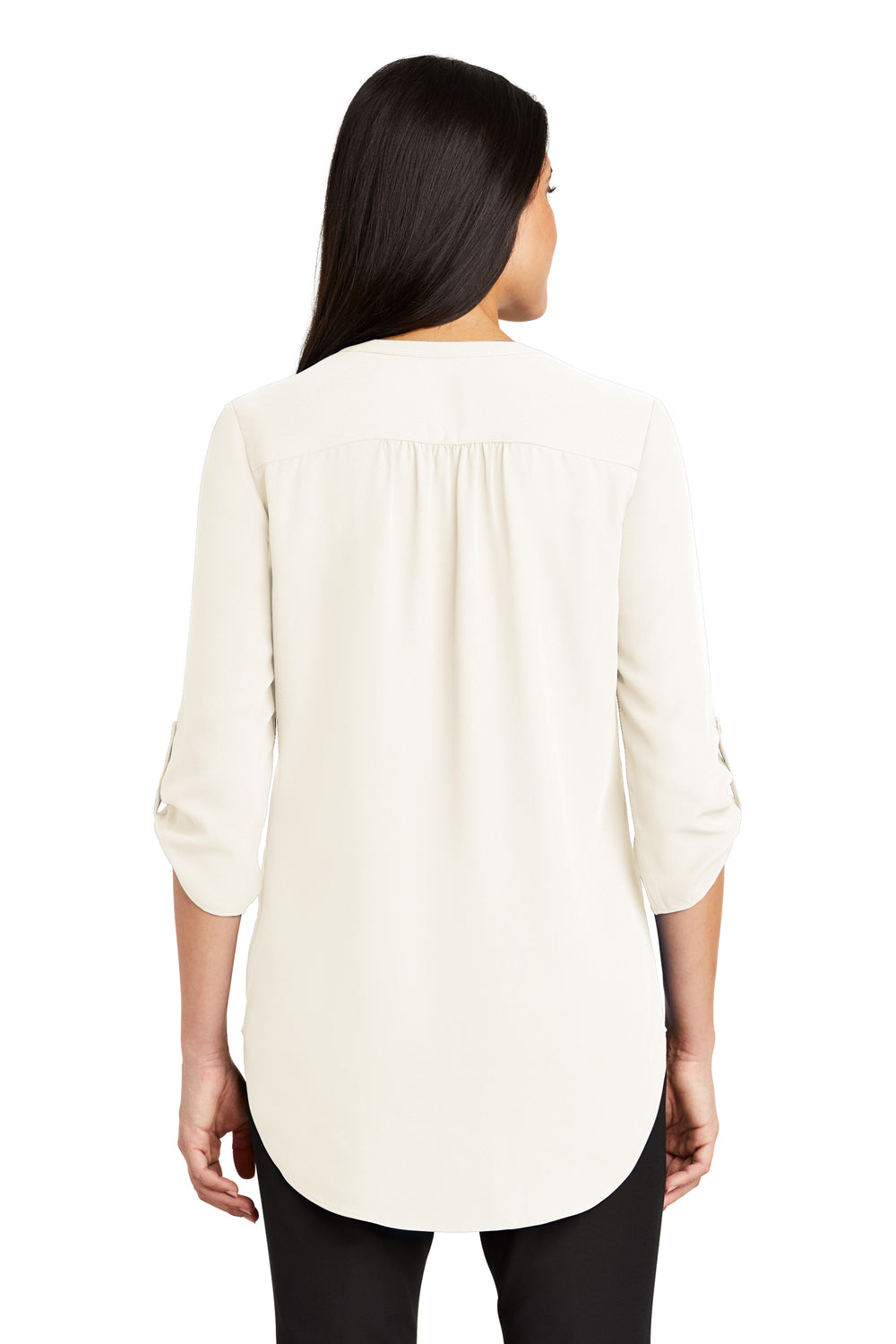Port Authority LW701 Womens 3/4 Sleeve V-Neck T-Shirt Ivory White Back