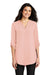 Port Authority LW701 Womens 3/4 Sleeve V-Neck T-Shirt Rose Pink Front