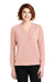 Port Authority LW702 Womens Long Sleeve V-Neck T-Shirt Rose Pink Front