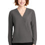 Port Authority Womens Long Sleeve V-Neck T-Shirt - Sterling Grey