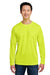 Harriton M118L Mens Charge Moisture Wicking Long Sleeve Crewneck T-Shirt Safety Yellow Front