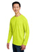 Harriton M118L Mens Charge Moisture Wicking Long Sleeve Crewneck T-Shirt Safety Yellow 3Q