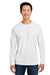 Harriton M118L Mens Charge Moisture Wicking Long Sleeve Crewneck T-Shirt White Front