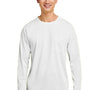 Harriton Mens Charge Moisture Wicking Long Sleeve Crewneck T-Shirt w/ Pocket - White - NEW