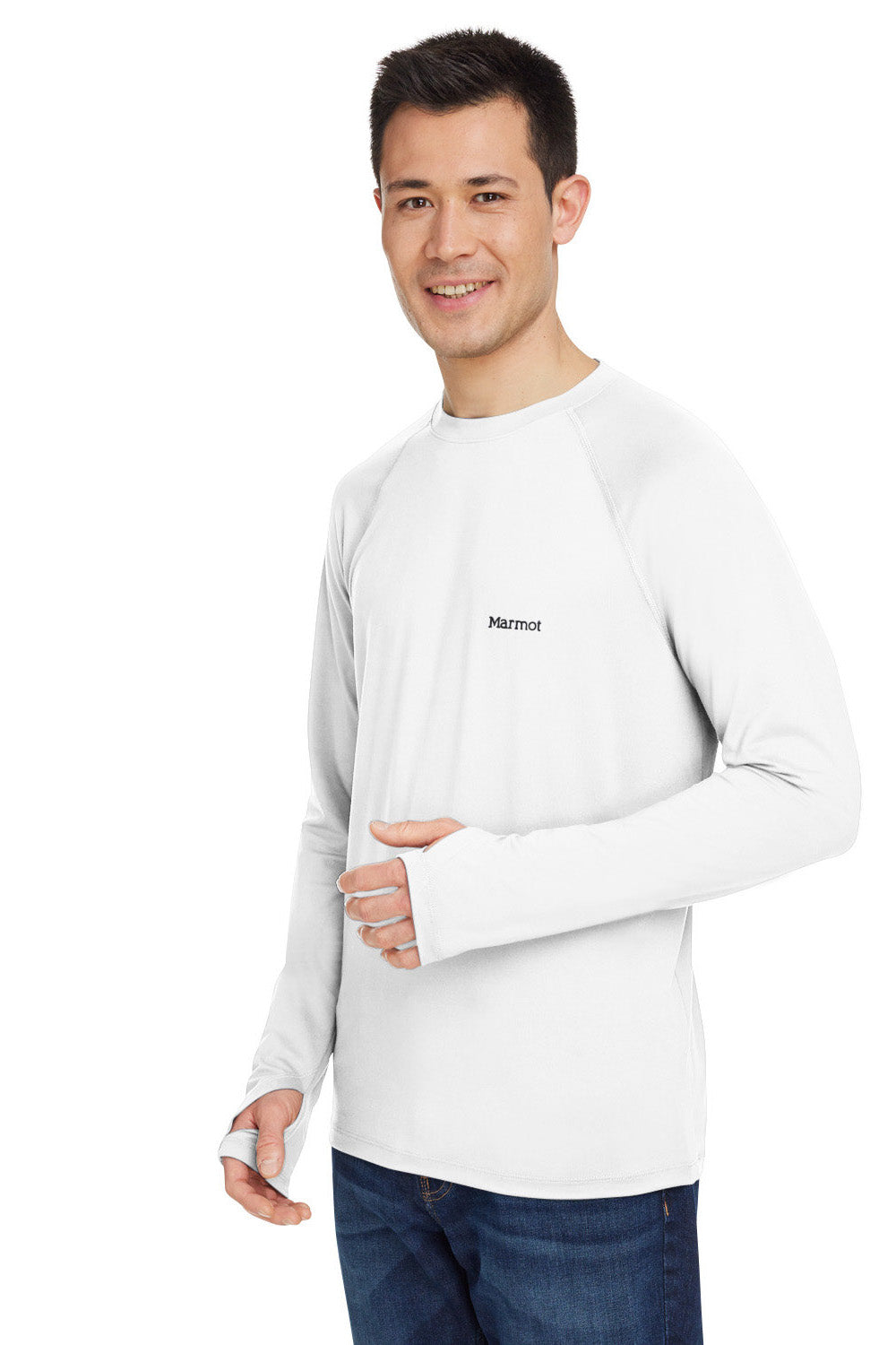 Marmot M14153 Mens Windridge Long Sleeve Crewneck T-Shirt White 3Q