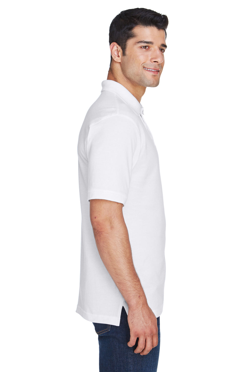 Harriton M200 Mens Short Sleeve Polo Shirt White Side