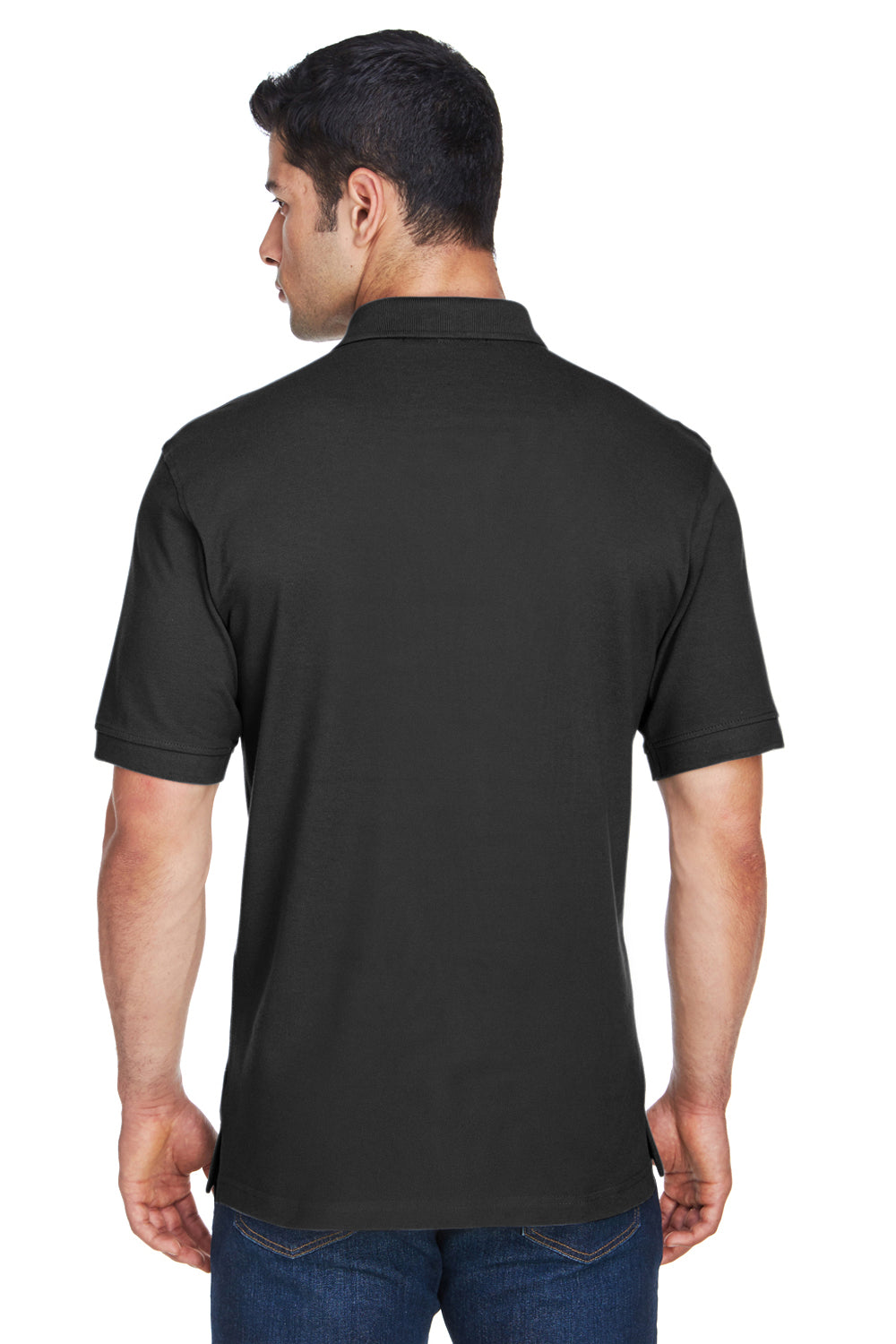 Harriton M200 Mens Short Sleeve Polo Shirt Black Back