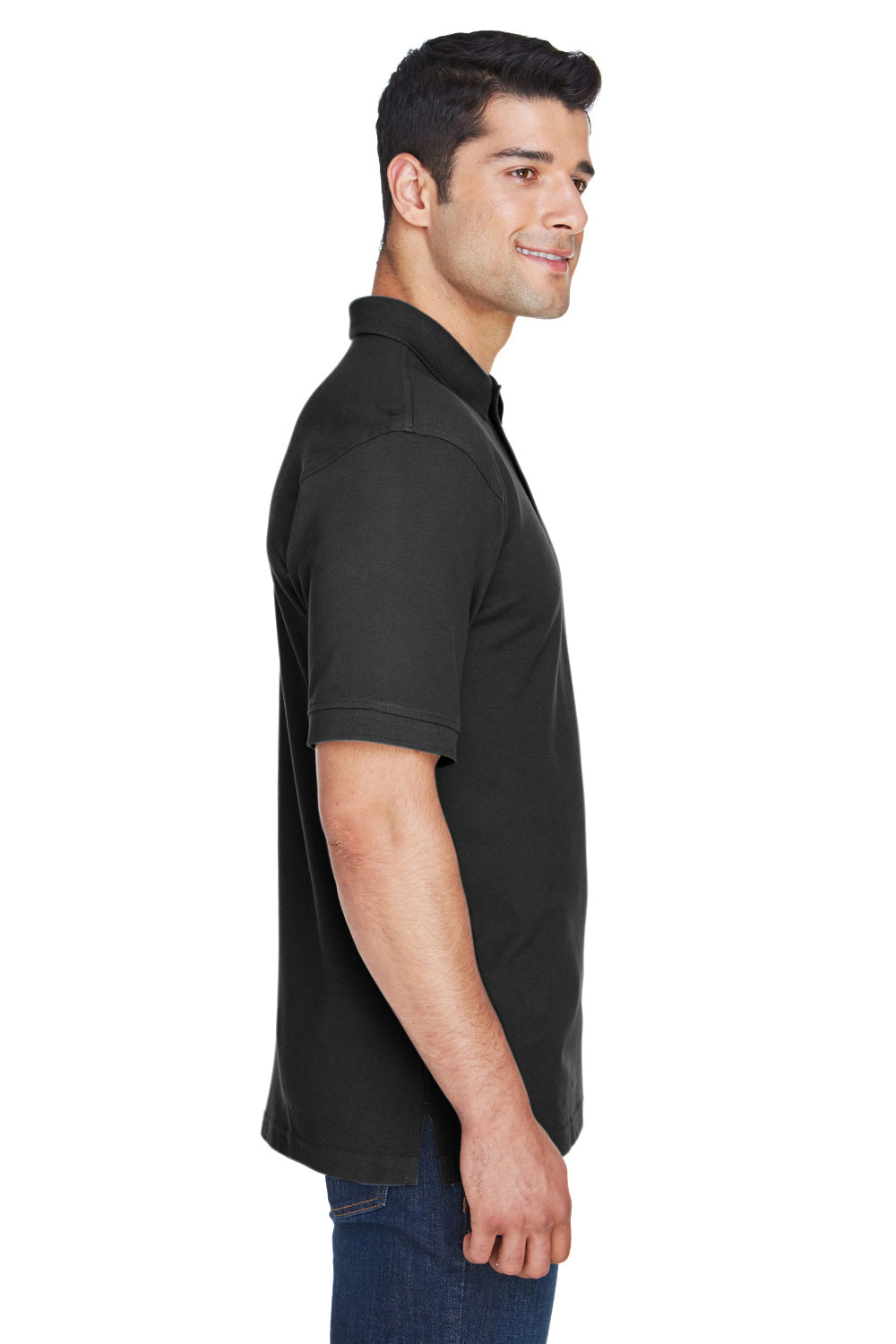 Harriton M200 Mens Short Sleeve Polo Shirt Black Side