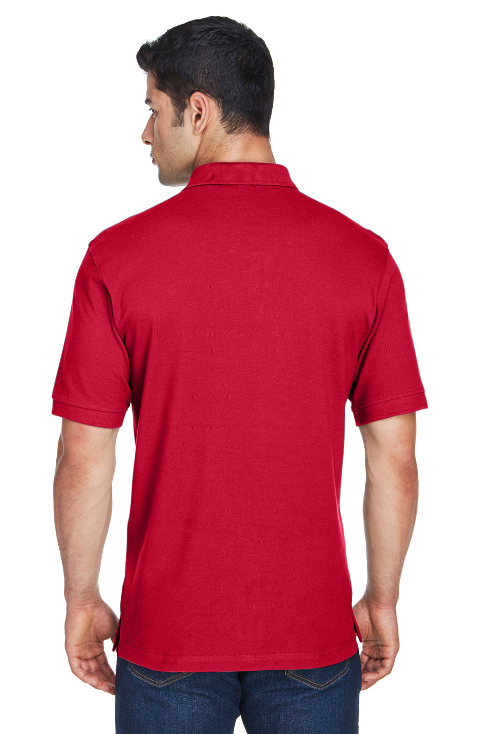 Harriton M200 Mens Short Sleeve Polo Shirt Red Back