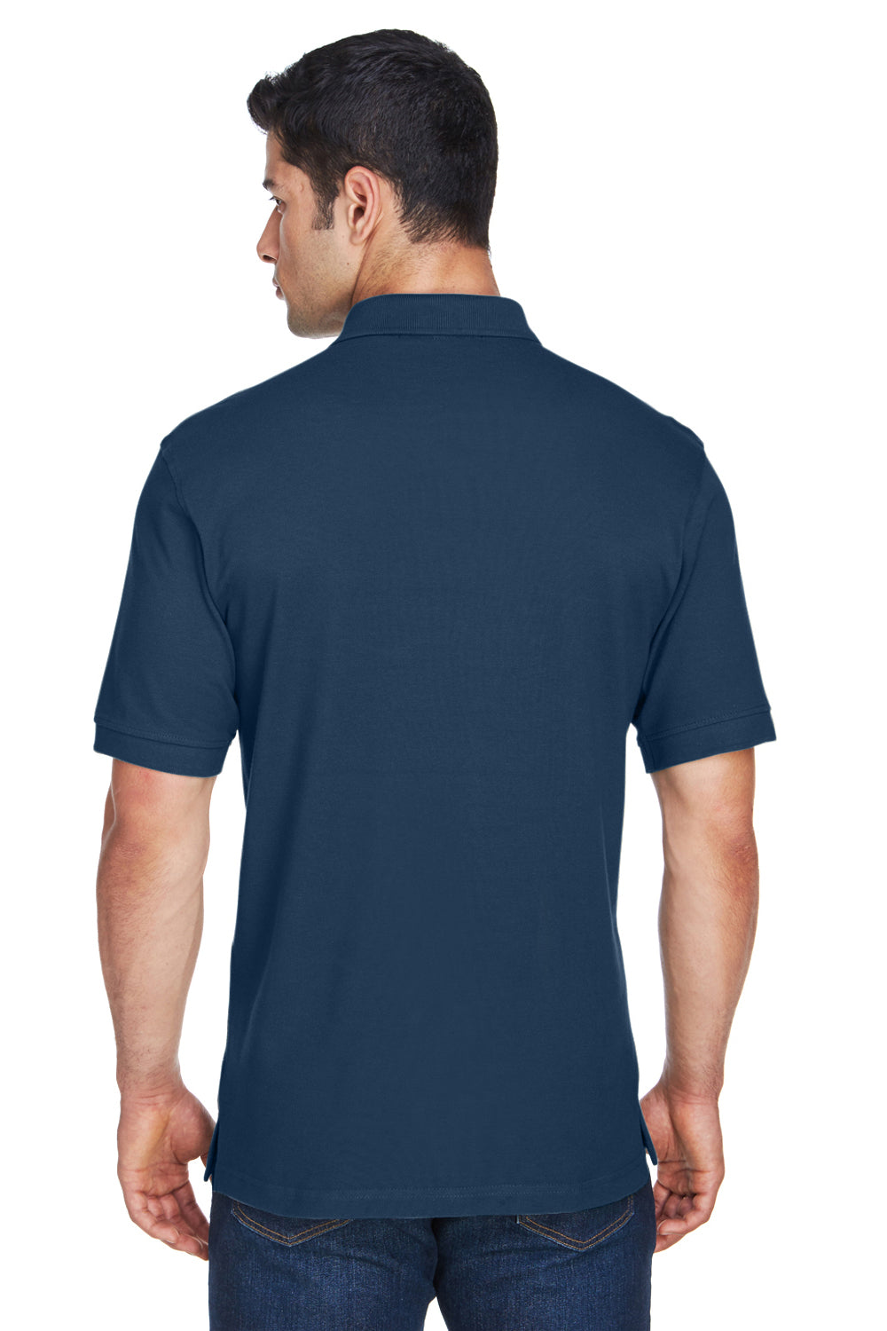 Harriton M200 Mens Short Sleeve Polo Shirt Navy Blue Back