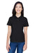 Harriton M200W Womens Short Sleeve Polo Shirt Black Front