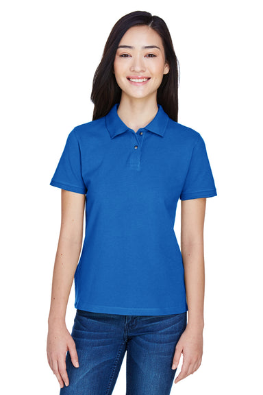 Harriton M200W Womens Short Sleeve Polo Shirt Royal Blue Front