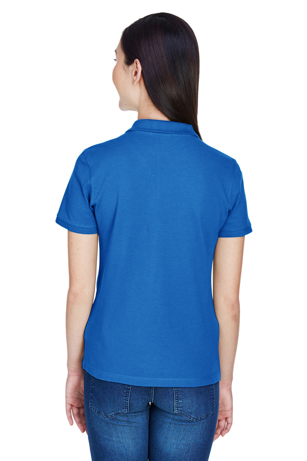 Harriton M200W Womens Short Sleeve Polo Shirt Royal Blue Back