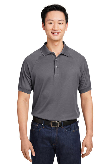 Harriton M208 Mens Charge Moisture Wicking Short Sleeve Polo Shirt Dark Charcoal Grey Front