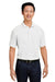 Harriton M208 Mens Charge Moisture Wicking Short Sleeve Polo Shirt White Front