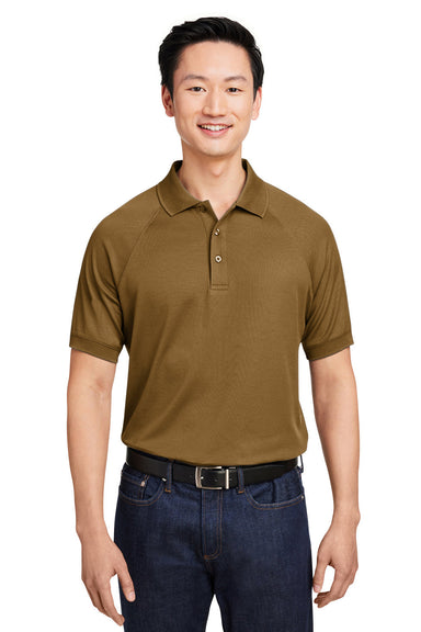 Harriton M208 Mens Charge Moisture Wicking Short Sleeve Polo Shirt Coyote Brown Front
