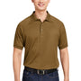 Harriton Mens Charge Moisture Wicking Short Sleeve Polo Shirt - Coyote Brown