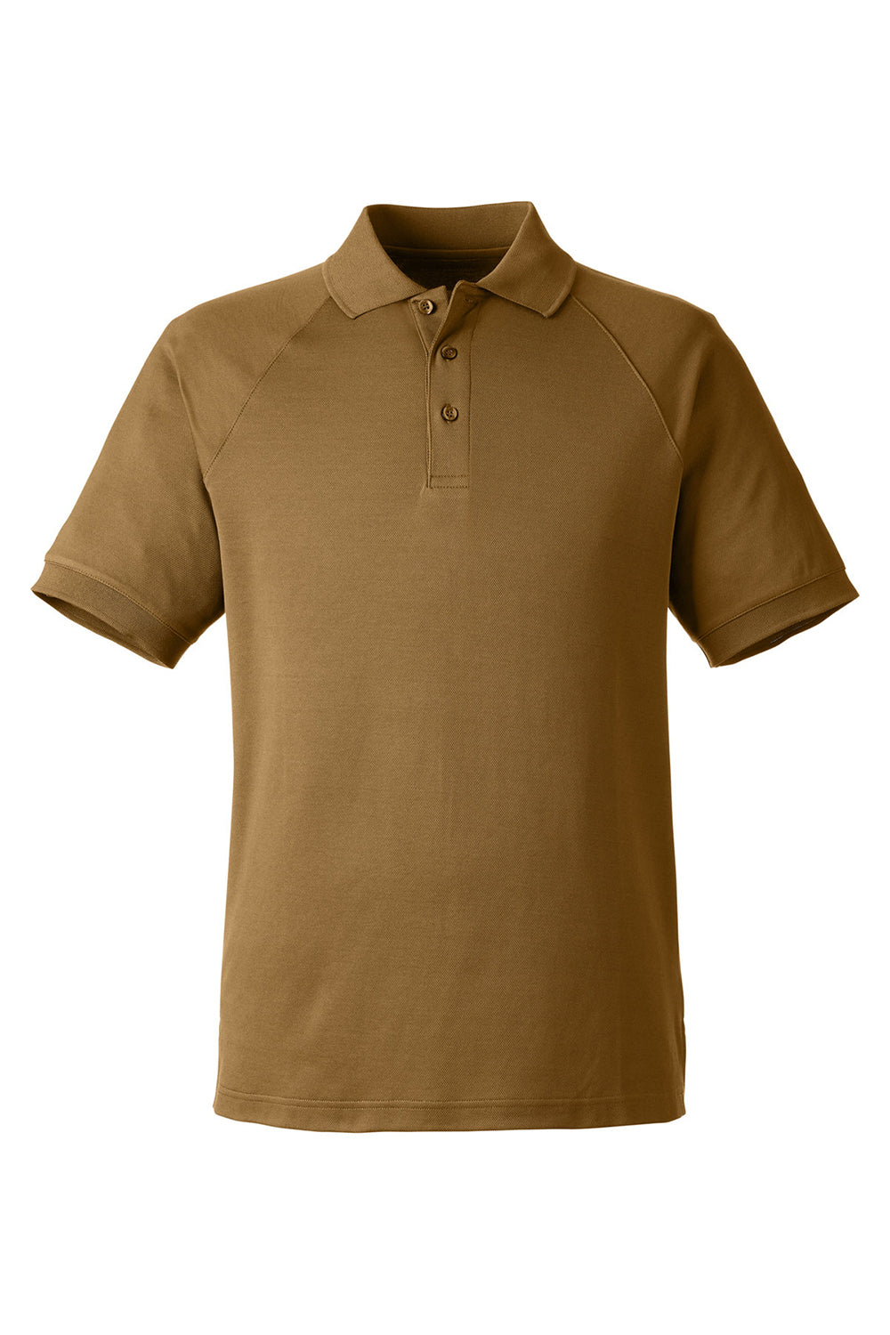 Harriton M208 Mens Charge Moisture Wicking Short Sleeve Polo Shirt Coyote Brown Flat Front