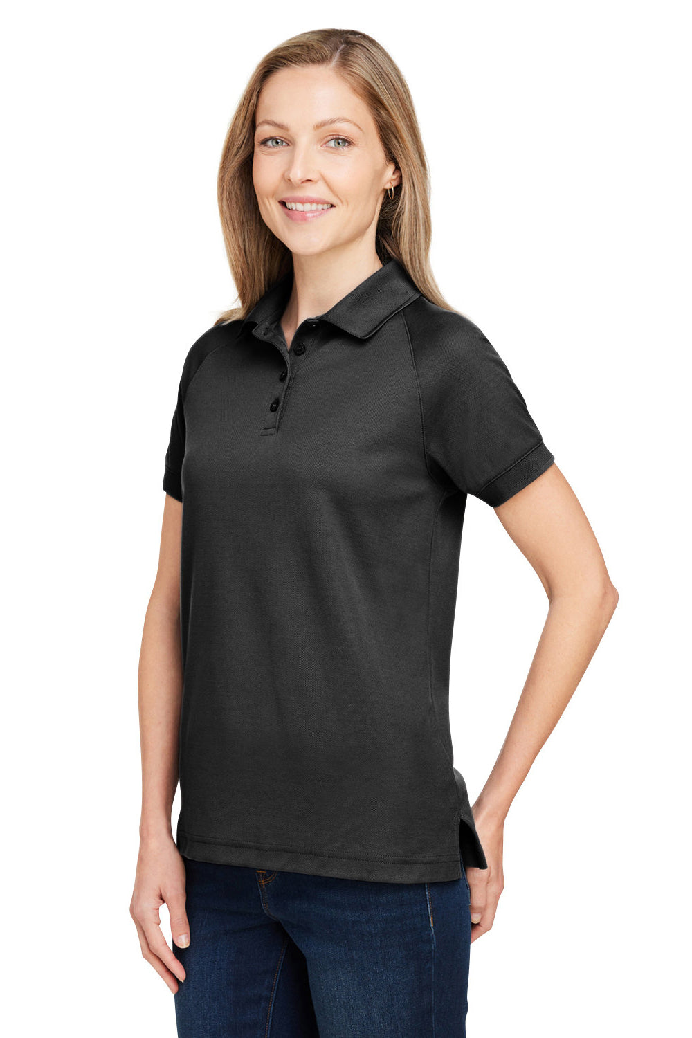 Harriton M208W Womens Charge Moisture Wicking Short Sleeve Polo Shirt Black 3Q