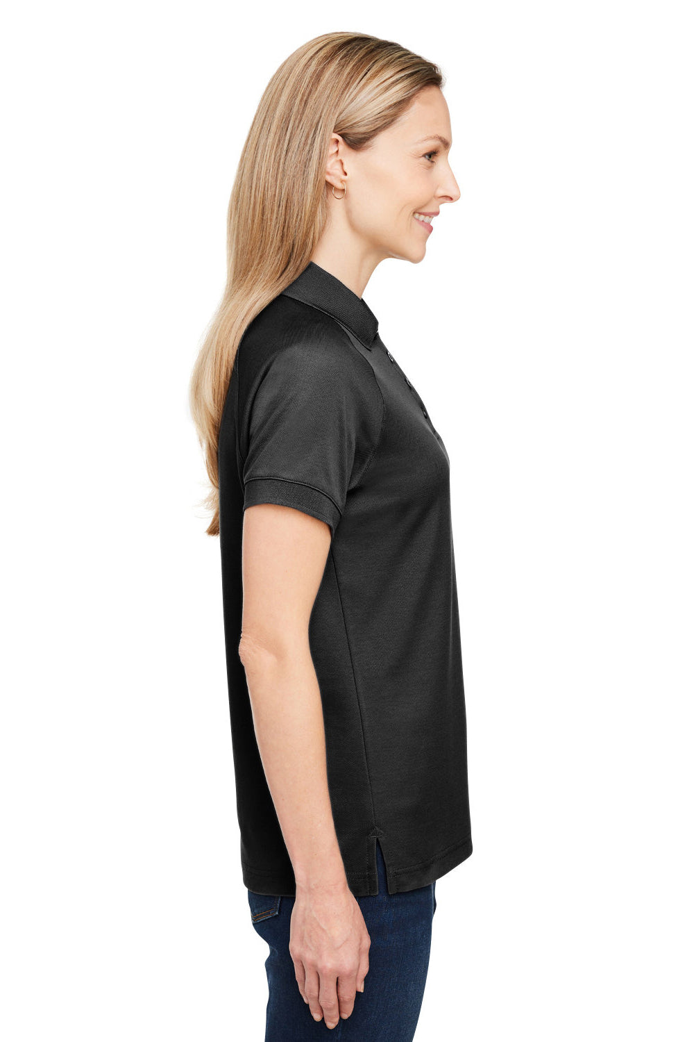 Harriton M208W Womens Charge Moisture Wicking Short Sleeve Polo Shirt Black Side