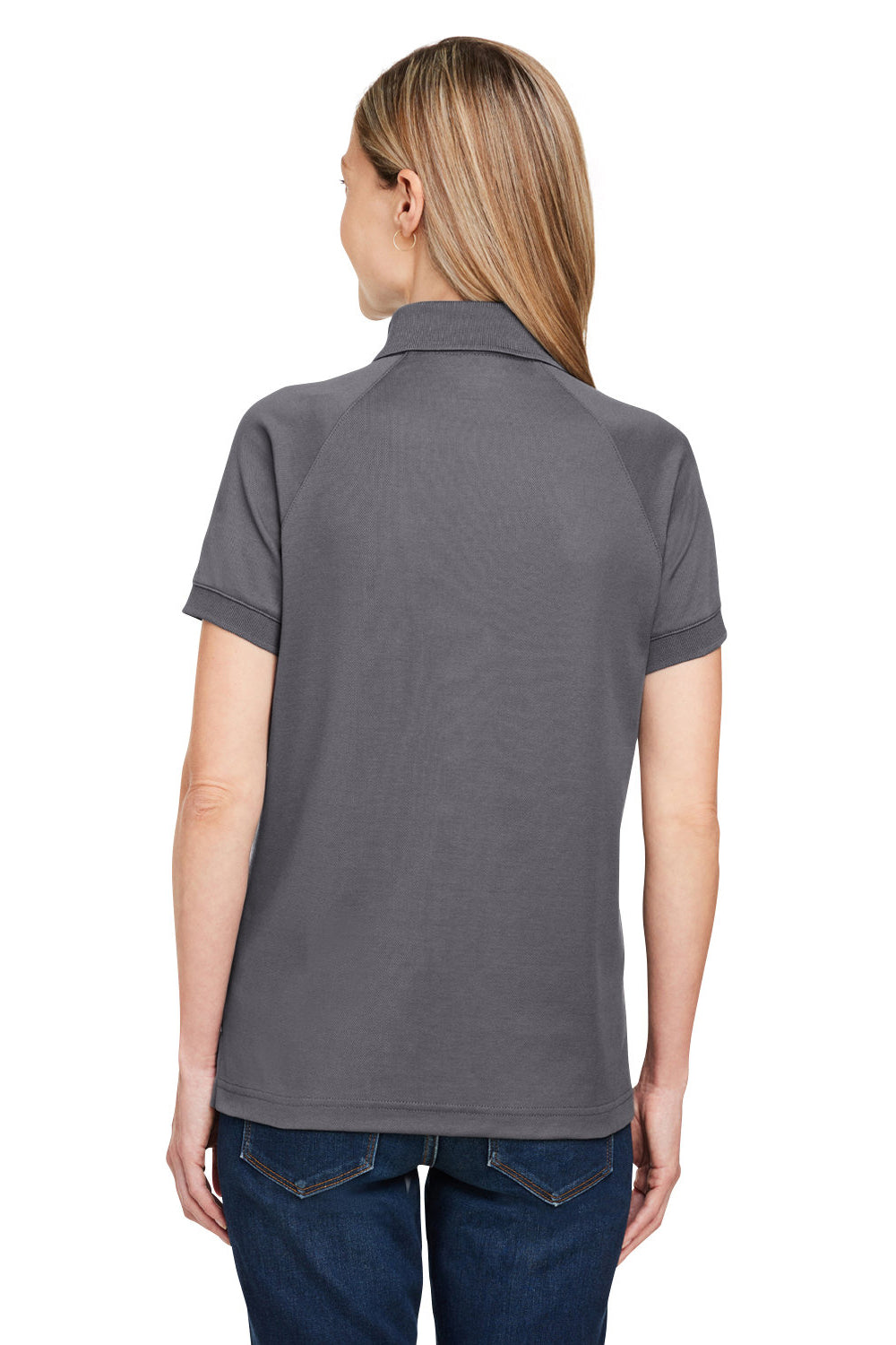 Harriton M208W Womens Charge Moisture Wicking Short Sleeve Polo Shirt Dark Charcoal Grey Back