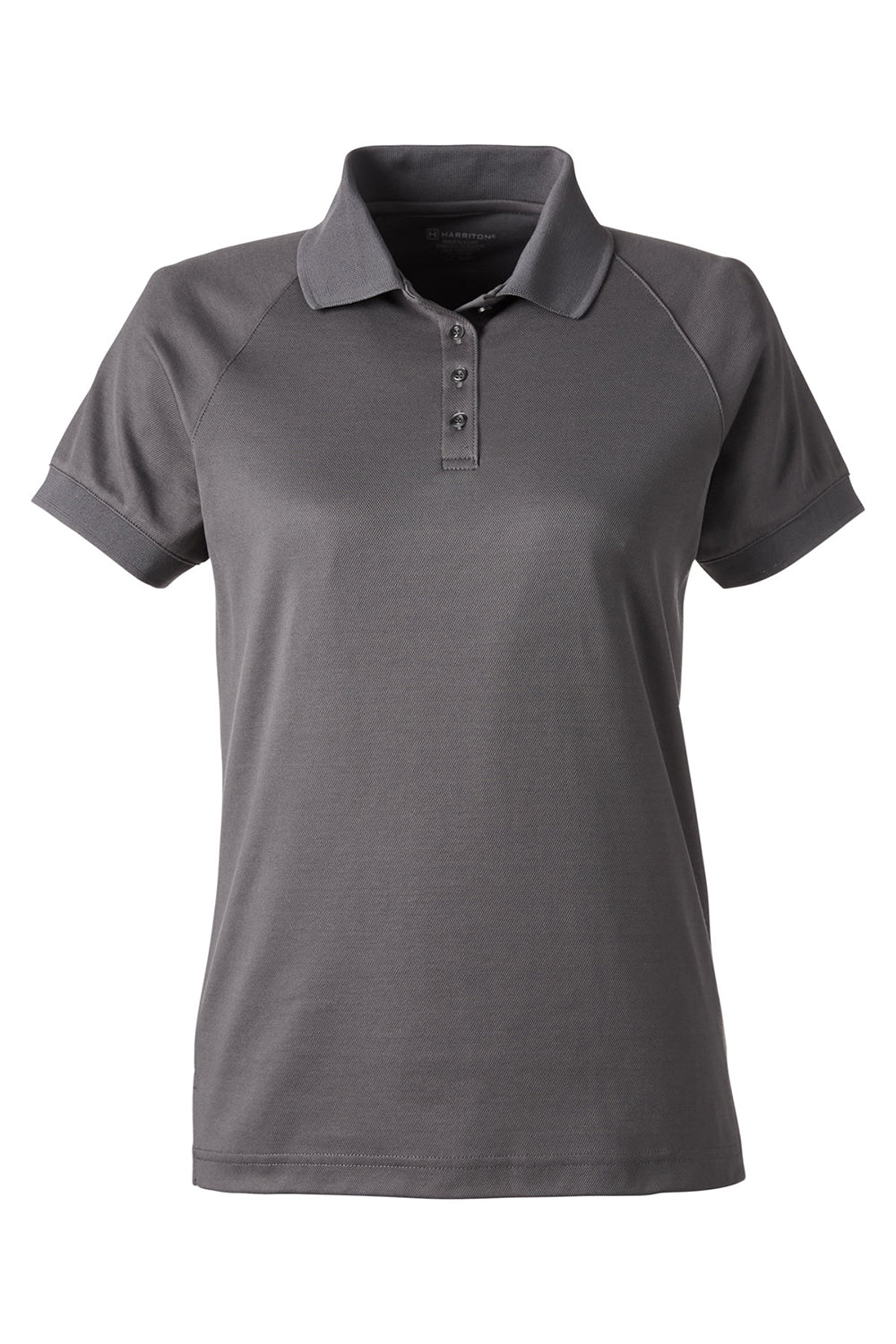 Harriton M208W Womens Charge Moisture Wicking Short Sleeve Polo Shirt Dark Charcoal Grey Flat Front