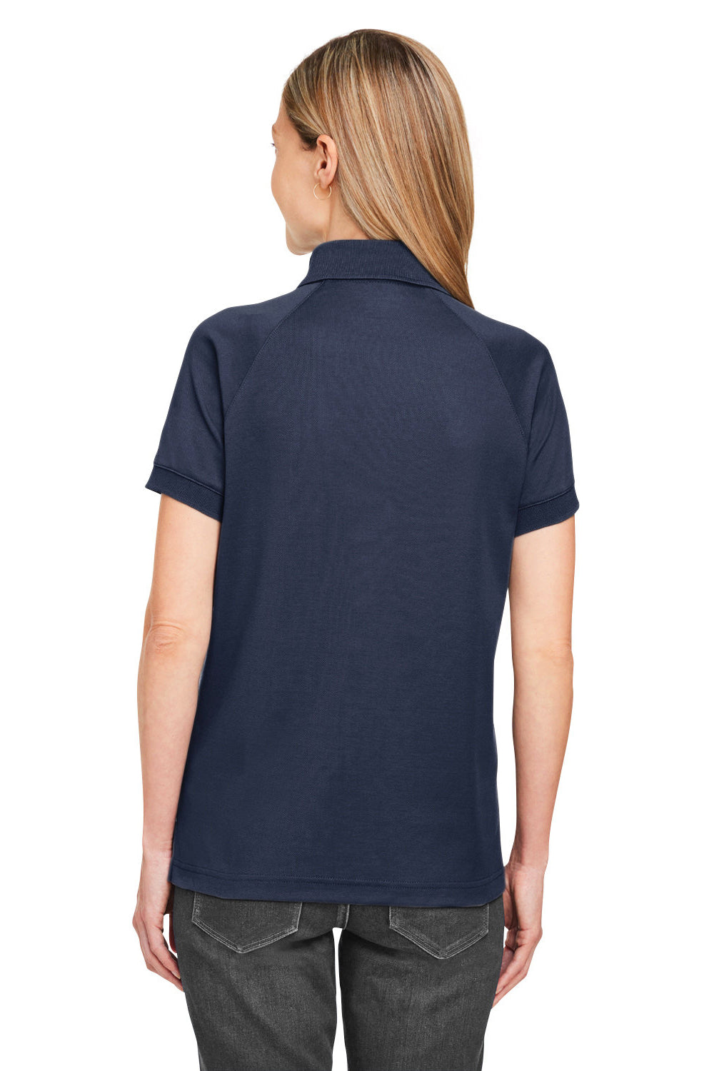 Harriton M208W Womens Charge Moisture Wicking Short Sleeve Polo Shirt Dark Navy Blue Back