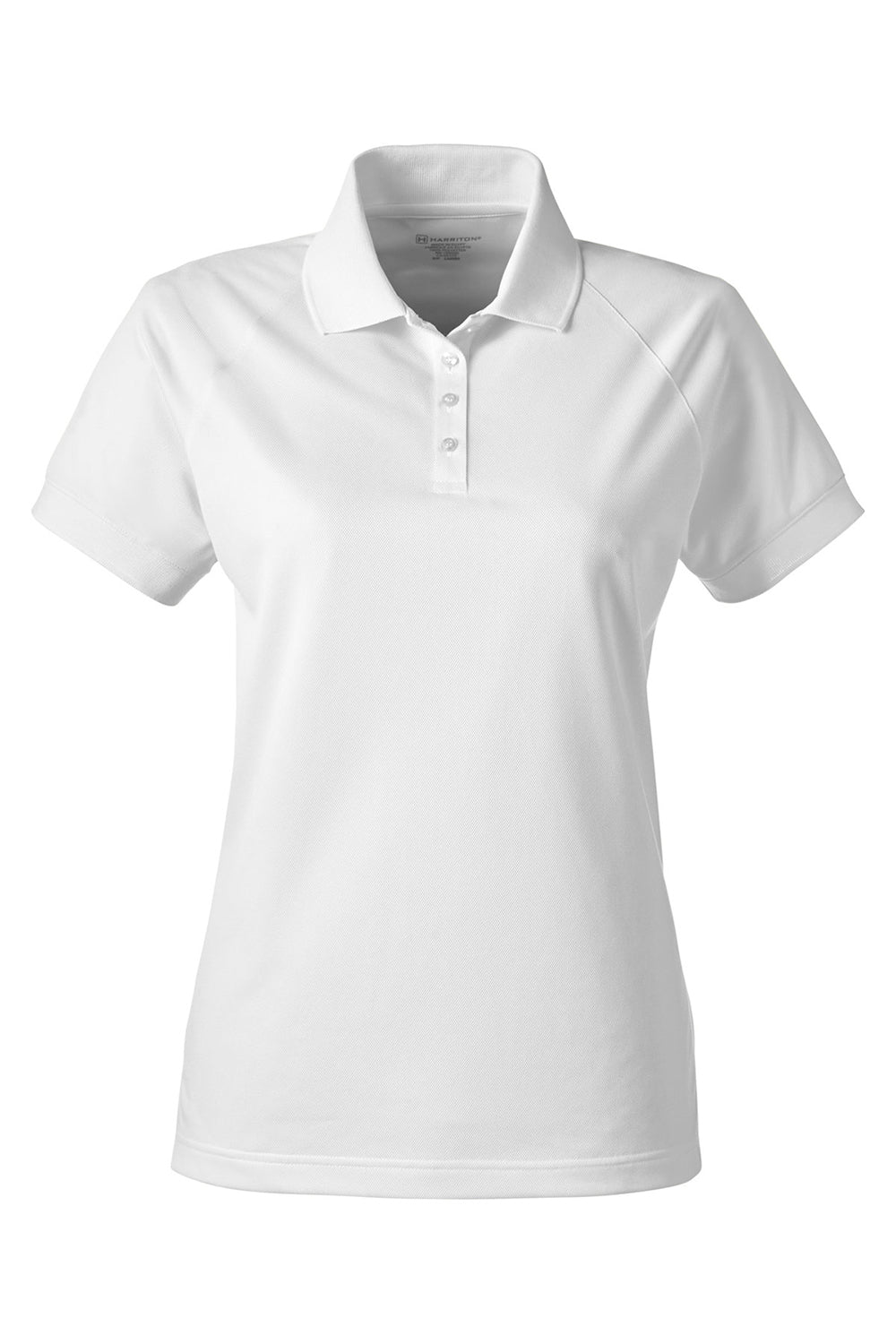Harriton M208W Womens Charge Moisture Wicking Short Sleeve Polo Shirt White Flat Front