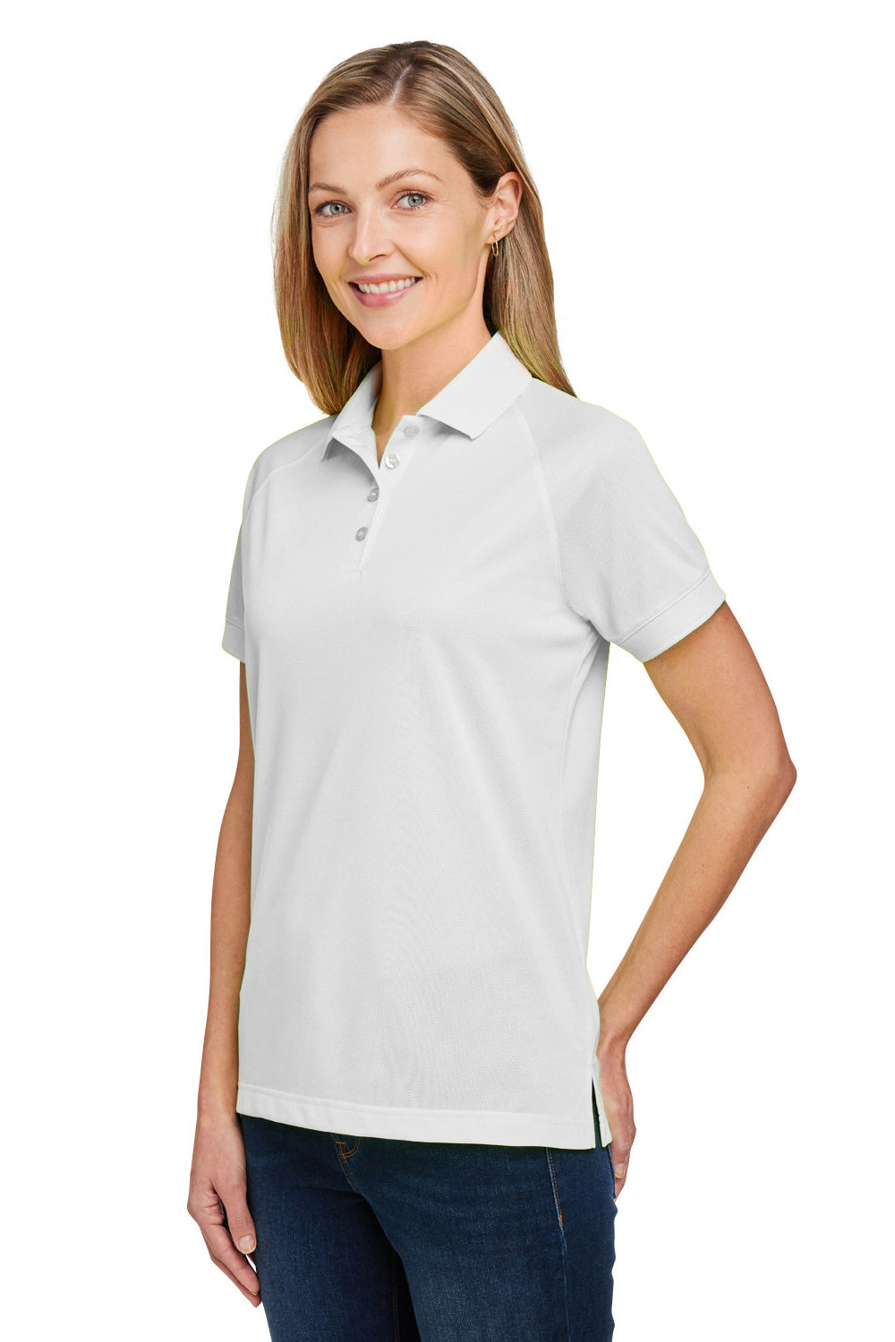 Harriton M208W Womens Charge Moisture Wicking Short Sleeve Polo Shirt White 3Q