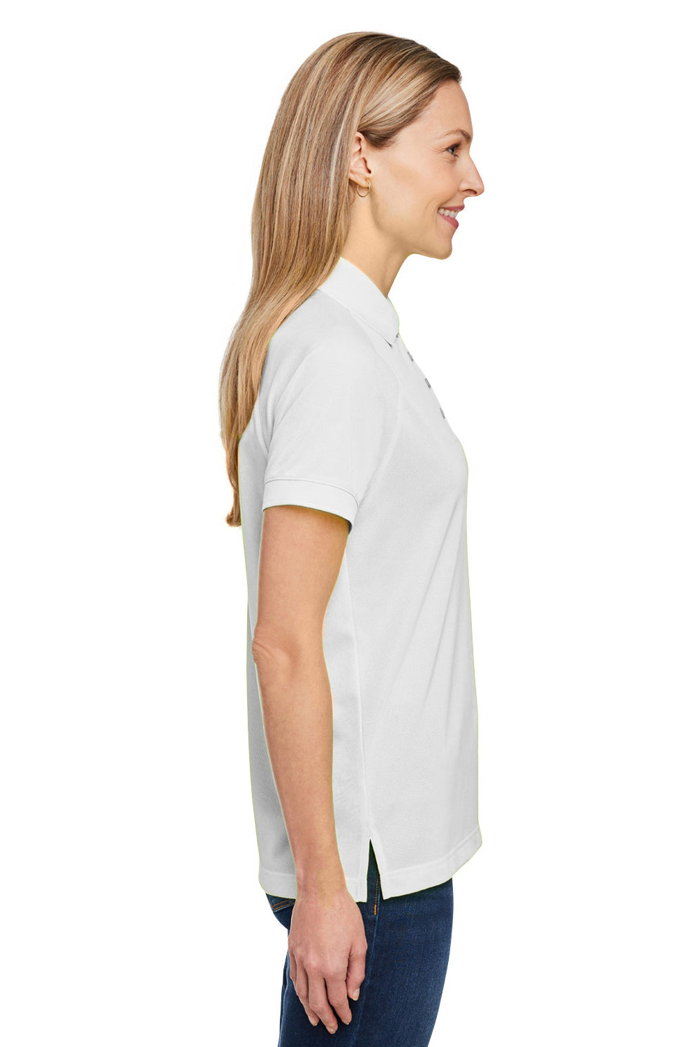 Harriton M208W Womens Charge Moisture Wicking Short Sleeve Polo Shirt White Side