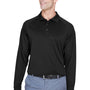 Harriton Mens Advantage Tactical Moisture Wicking Long Sleeve Polo Shirt - Black