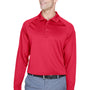 Harriton Mens Advantage Tactical Moisture Wicking Long Sleeve Polo Shirt - Red