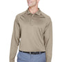 Harriton Mens Advantage Tactical Moisture Wicking Long Sleeve Polo Shirt - Desert Khaki