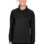 Harriton Womens Advantage Tactical Moisture Wicking Long Sleeve Polo Shirt - Black