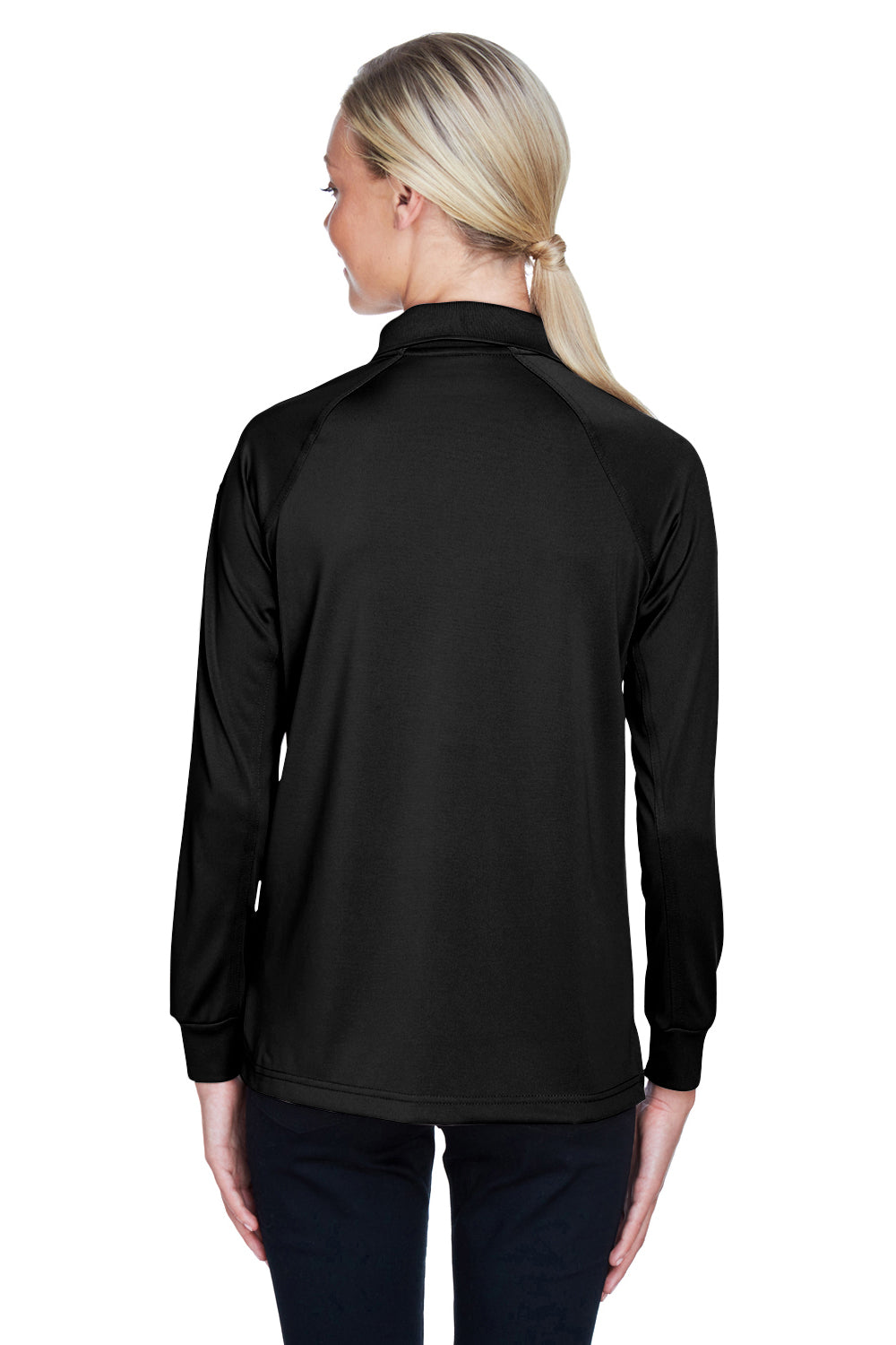 Harriton M211LW Womens Advantage Tactical Moisture Wicking Long Sleeve Polo Shirt Black Back