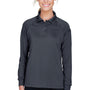 Harriton Womens Advantage Tactical Moisture Wicking Long Sleeve Polo Shirt - Dark Charcoal Grey