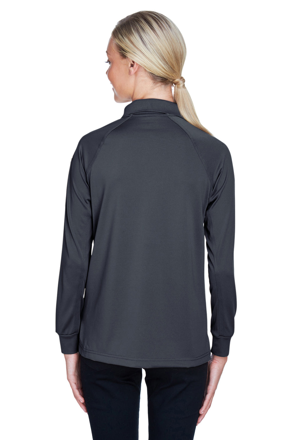 Harriton M211LW Womens Advantage Tactical Moisture Wicking Long Sleeve Polo Shirt Charcoal Grey Back